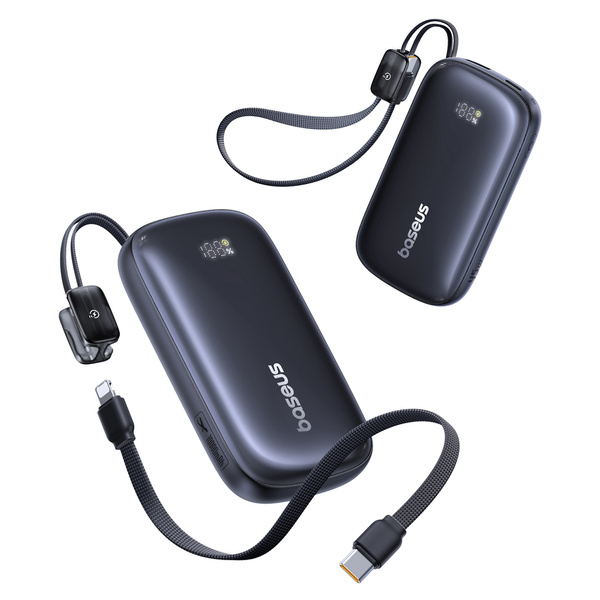 Baseus EnerFill FC21 powerbanka 10 000 mAh 45 W s LCD a odpojitelným kabelem černá