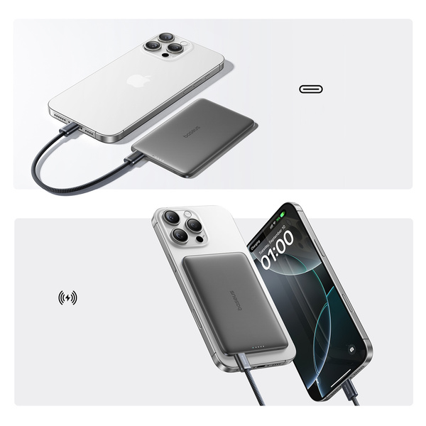 Baseus PicoGo AM41 Ultra-Slim powerbanka 5000 mAh 20W MagSafe černá