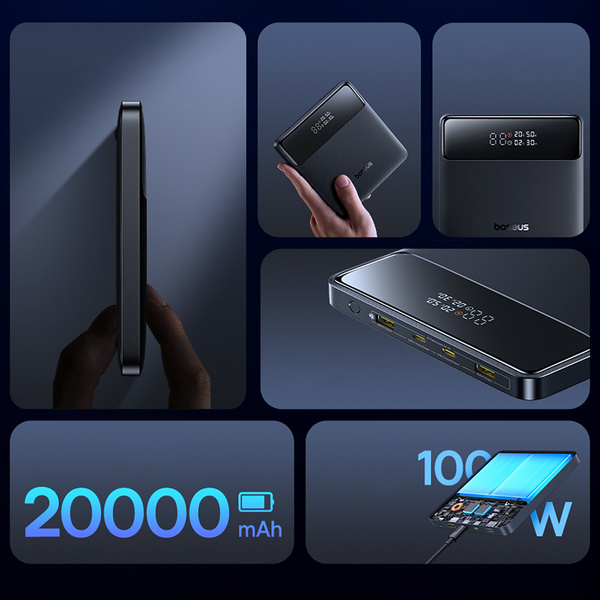Baseus Blade H1 powerbanka 20000 mAh 100W s LCD černá