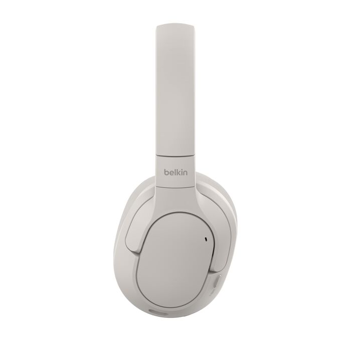 Belkin SoundForm bezdrátová bluetooth sluchátka béžové - konektory 3,5 mm jack a USB-C