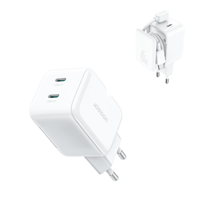 Joyroom JR-TCL05 GaN síťová nabíječka 45 W 2x USB-C s integrovaným organizérem na kabel