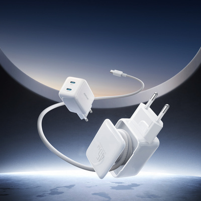 Joyroom JR-TCL05 GaN síťová nabíječka 45 W 2x USB-C s integrovaným organizérem na kabel