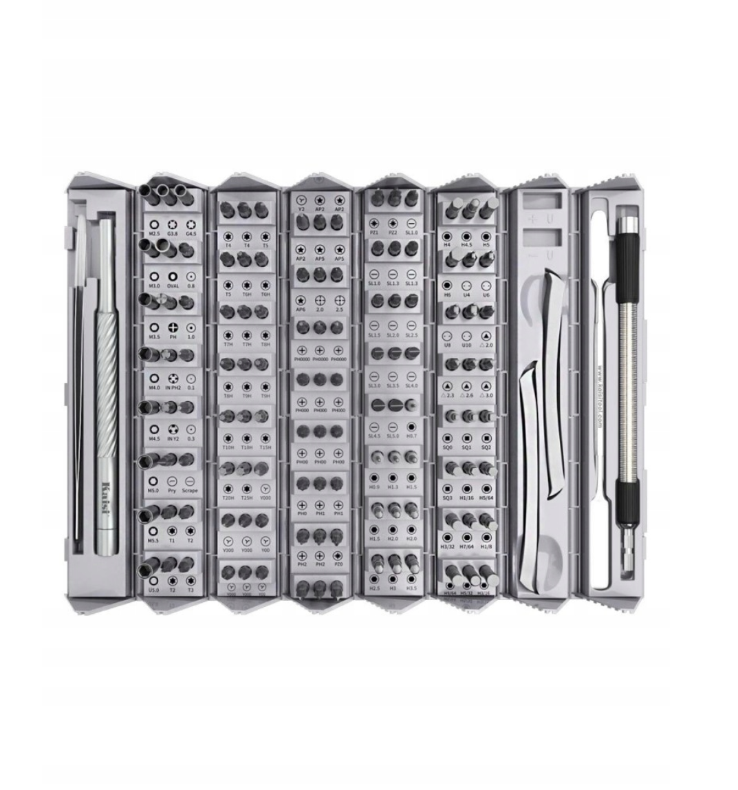 KAISI K-8128 profesionální sada přesných šroubováků 128 v1 v boxu ocel S2 60HRC