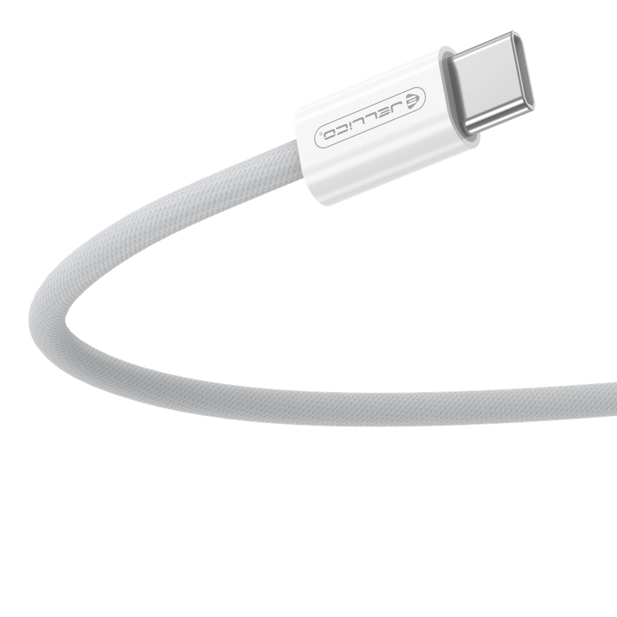 JELLICO IP15 USB-C / USB-C kabel 60W 2m bílý nylonový oplet