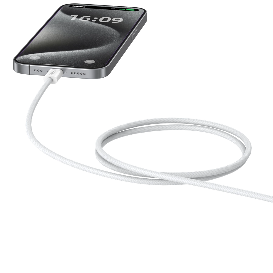 JELLICO IP15 USB-C / USB-C kabel 60W 2m bílý nylonový oplet