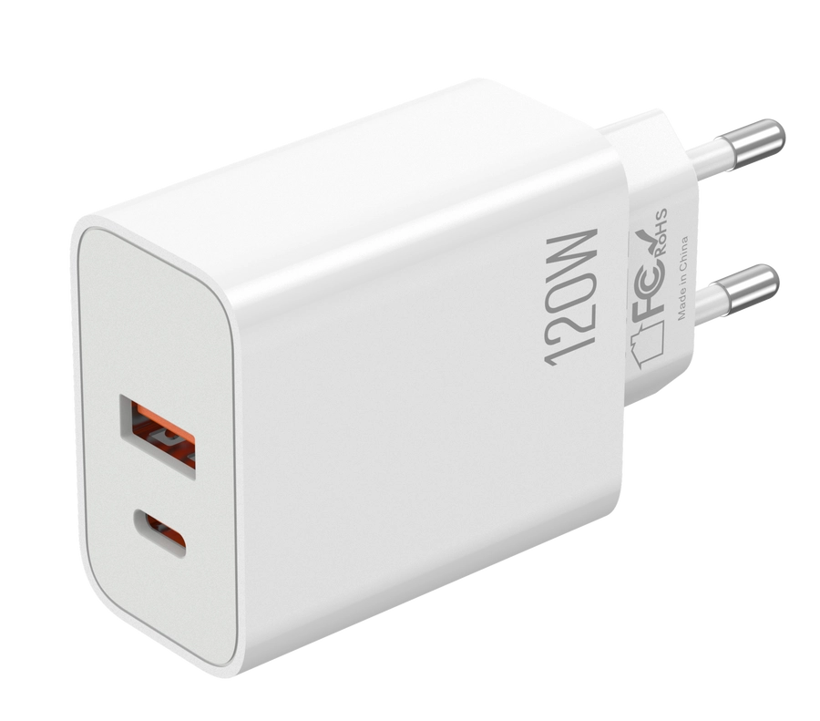 JELLICO síťová nabíječka EC02 multikompatibilní PD 120 W USB-C + USB-A QC 3.0 + kabel USB-C / USB-C bílá