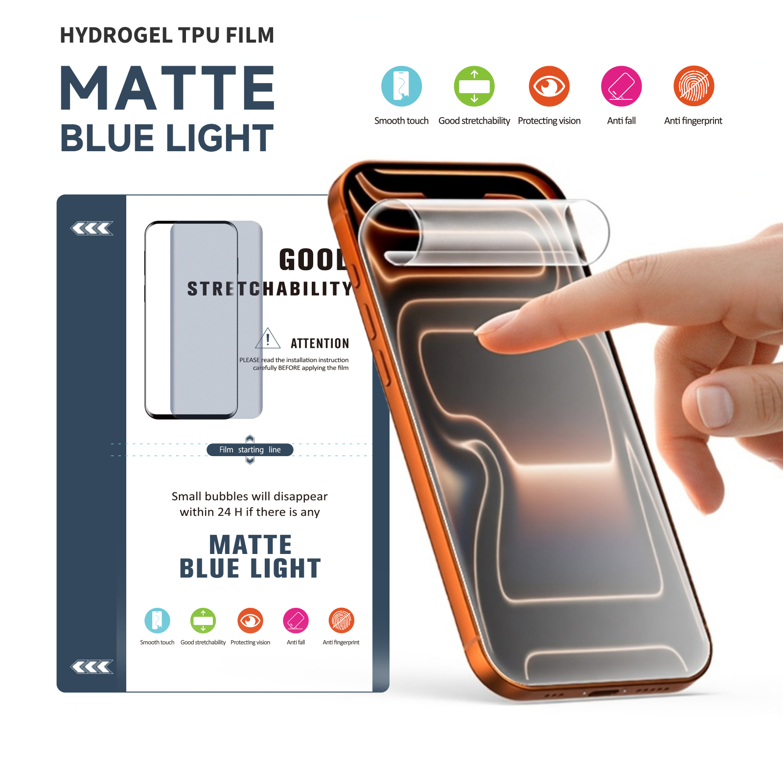 TPU Matte Blue Light Filter150µm - Matná ochranná fólie pro plotr s modrým filtrem 4vrstvá - úzká 180×120 mm
