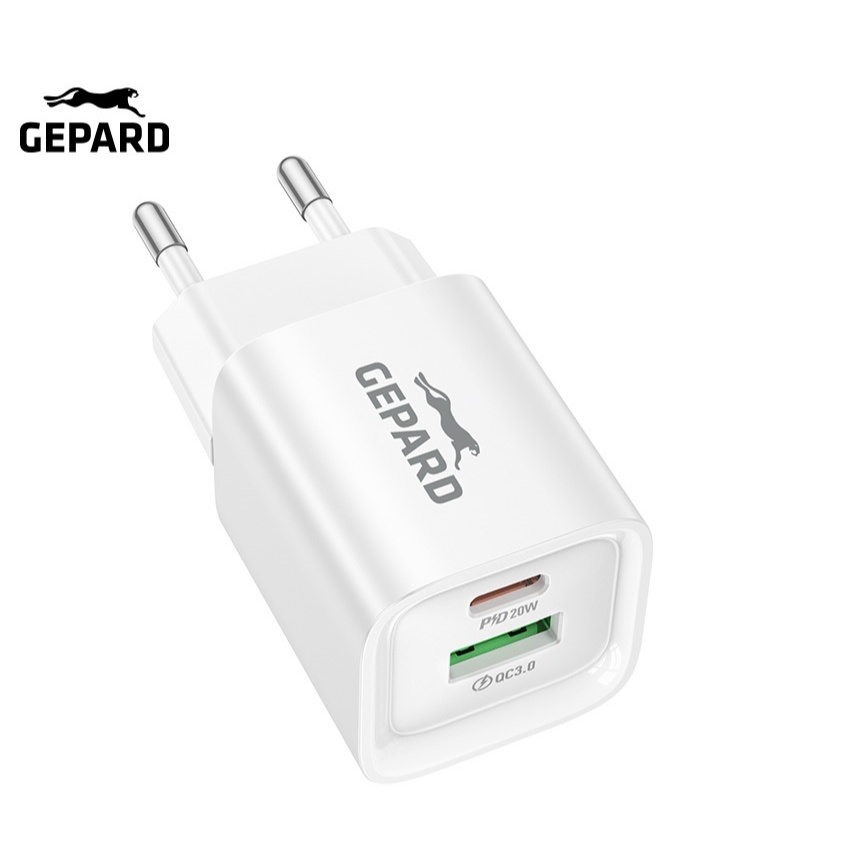GEPARD síťová nabíječka PD 20W USB-C - USB-A Power Delivery bílá
