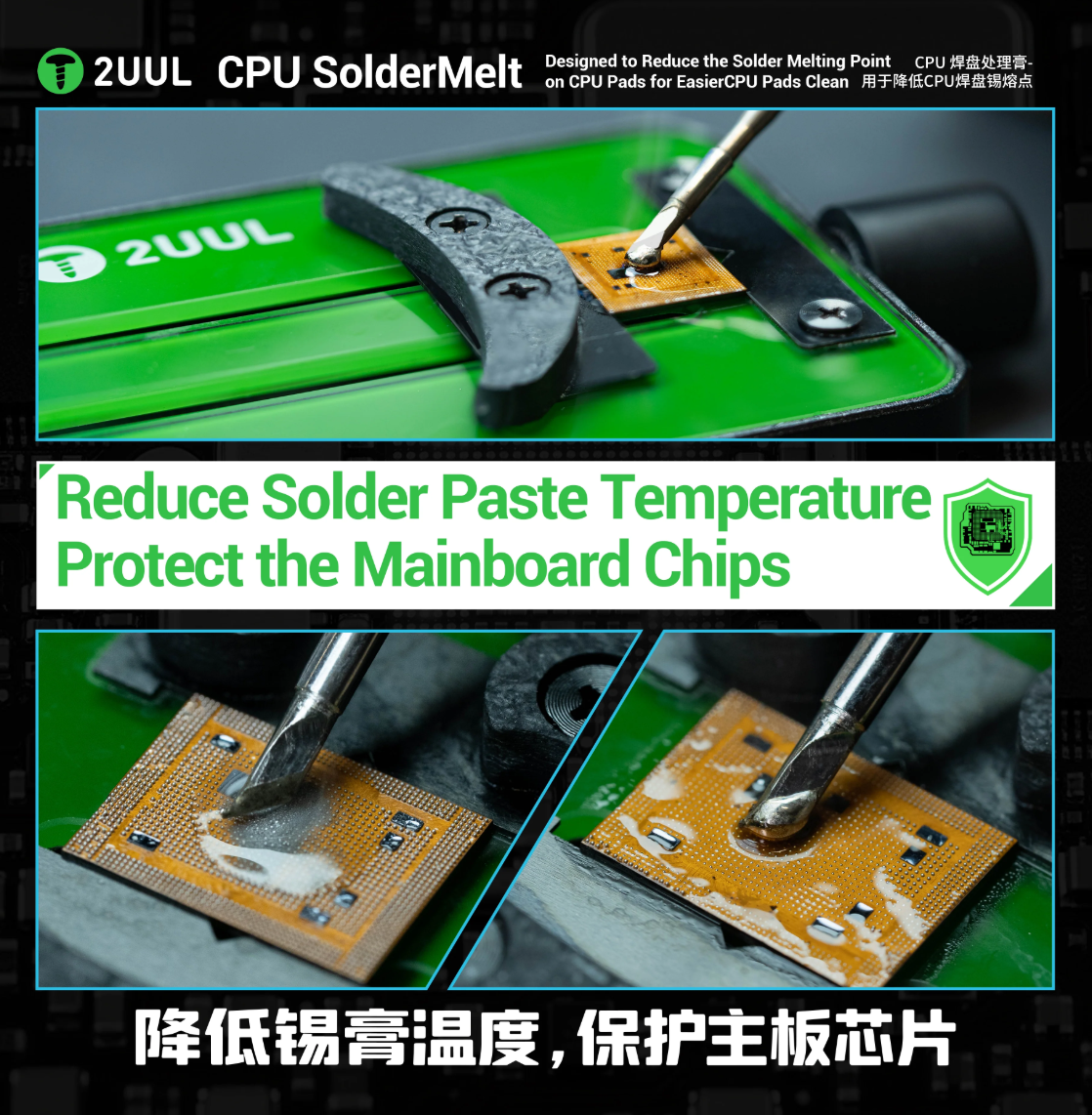 2UUL SolderMelt SC20 Tavidlo pro snadnější čištění pájecích plošek CPU - 2x jehla