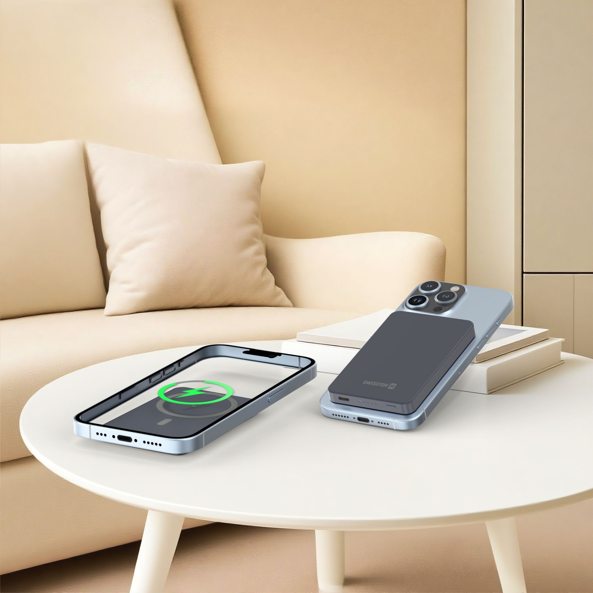 Swissten powerbanka iPhone Magsafe 5000 mAh s bezdrátovým nabíjením s výkonem až 20W