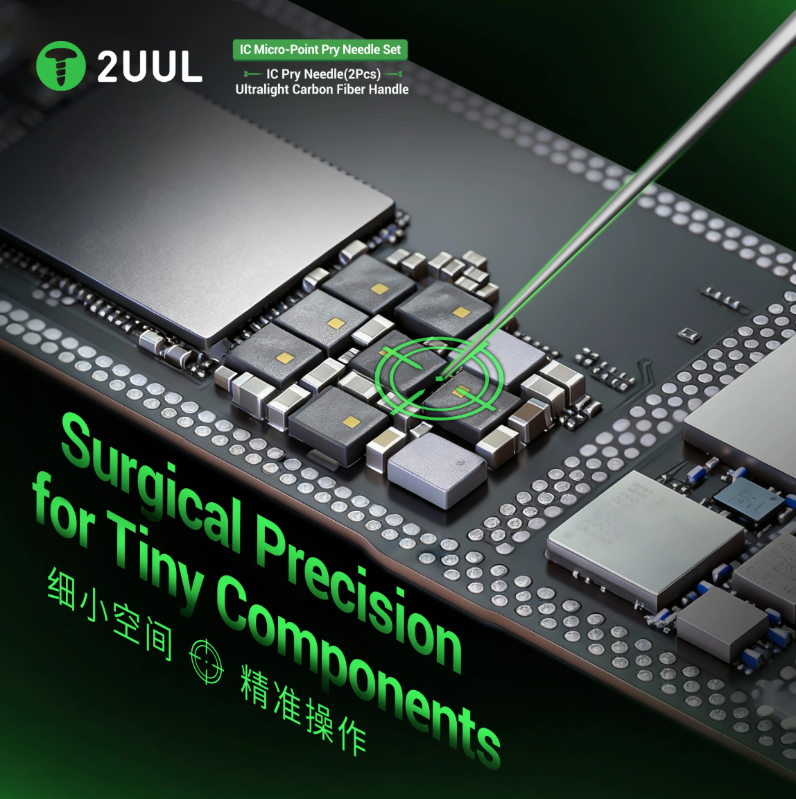 2UUL SC88 IC Micro-Point Pry Needle 2 ks mikro-hrotových přesných jehel pro odstraňování čipů a opravu elektroniky