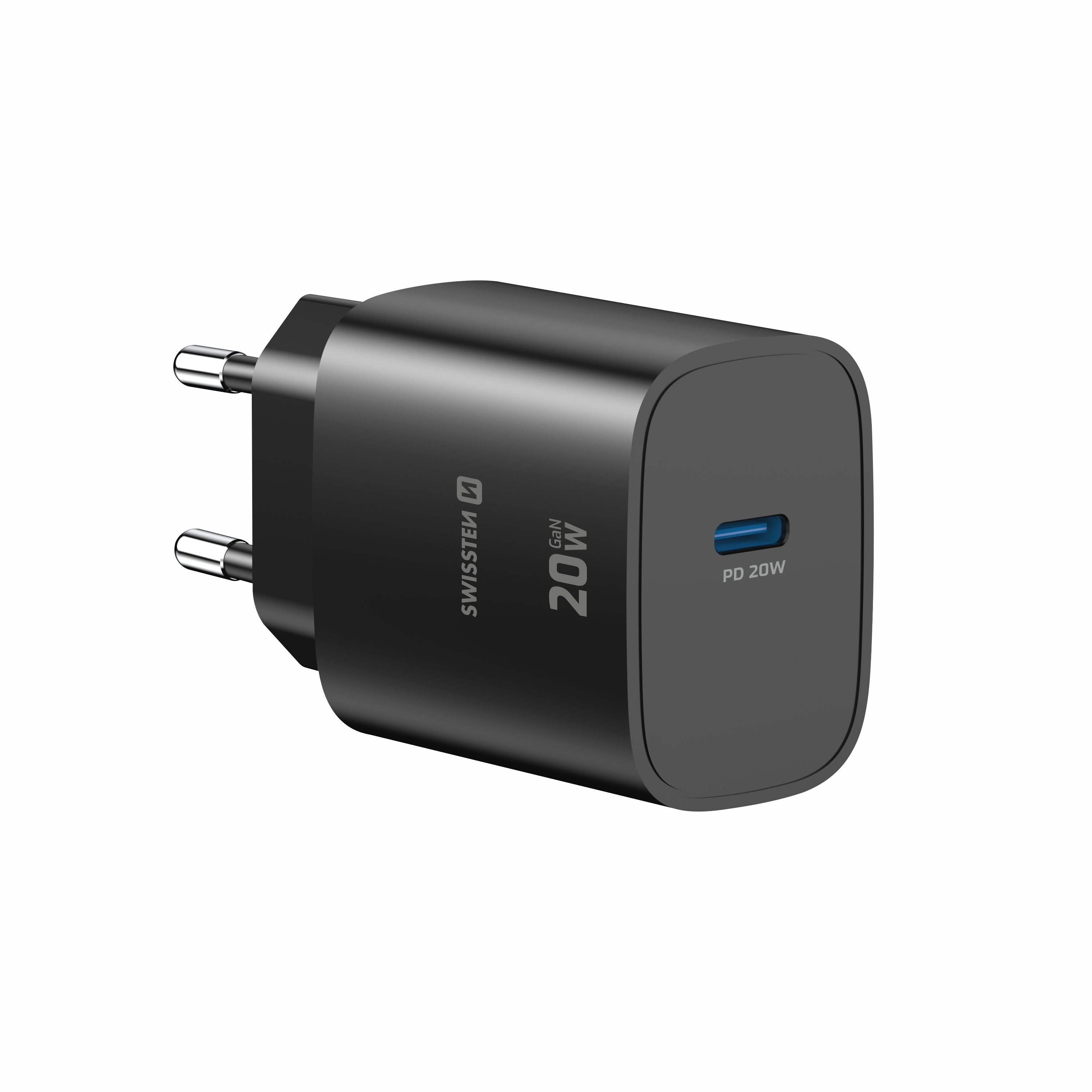 SWISSTEN GaN Síťová nabíječka 20W USB-C PD černy