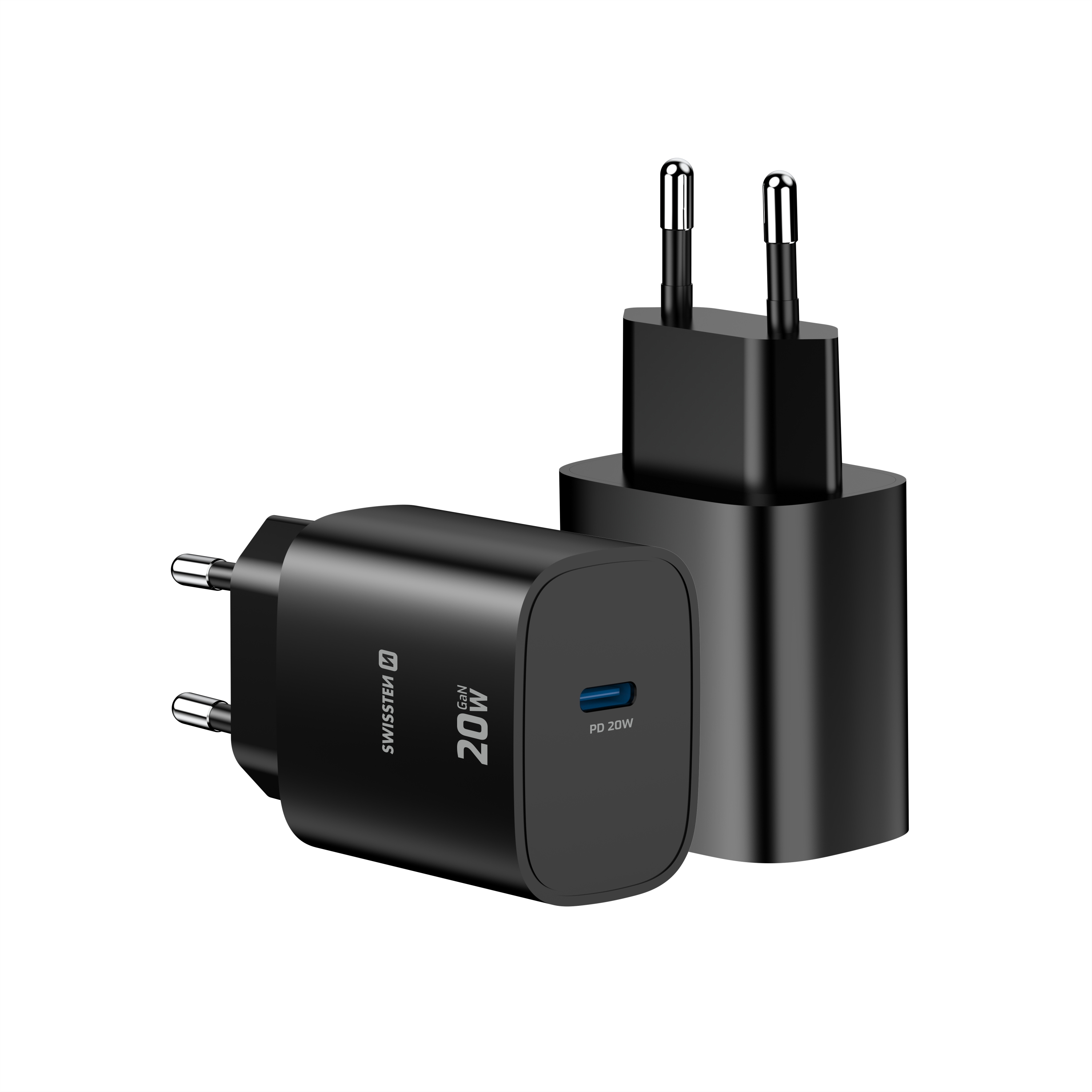 SWISSTEN GaN Síťová nabíječka 20W USB-C PD černy