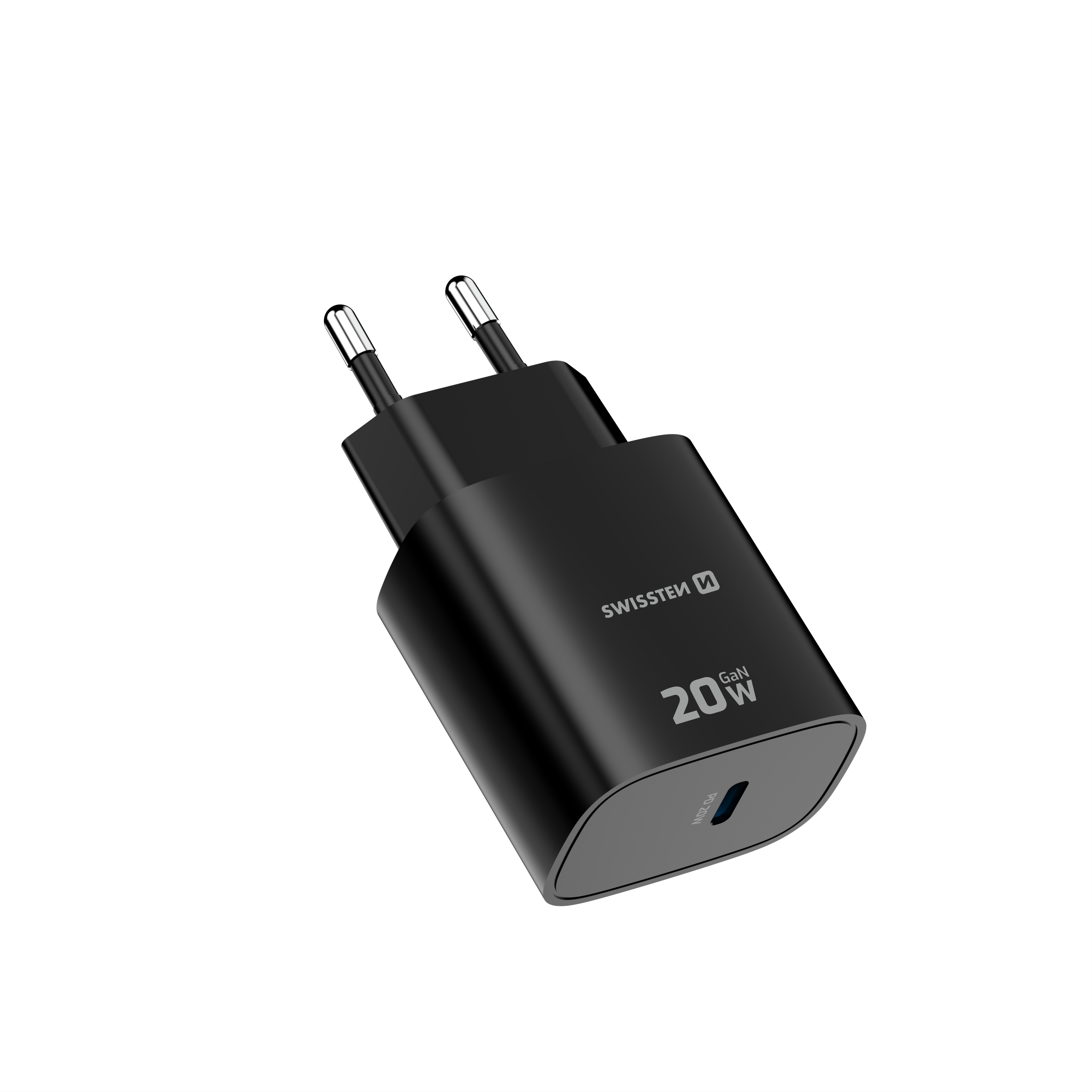SWISSTEN GaN Síťová nabíječka 20W USB-C PD černy