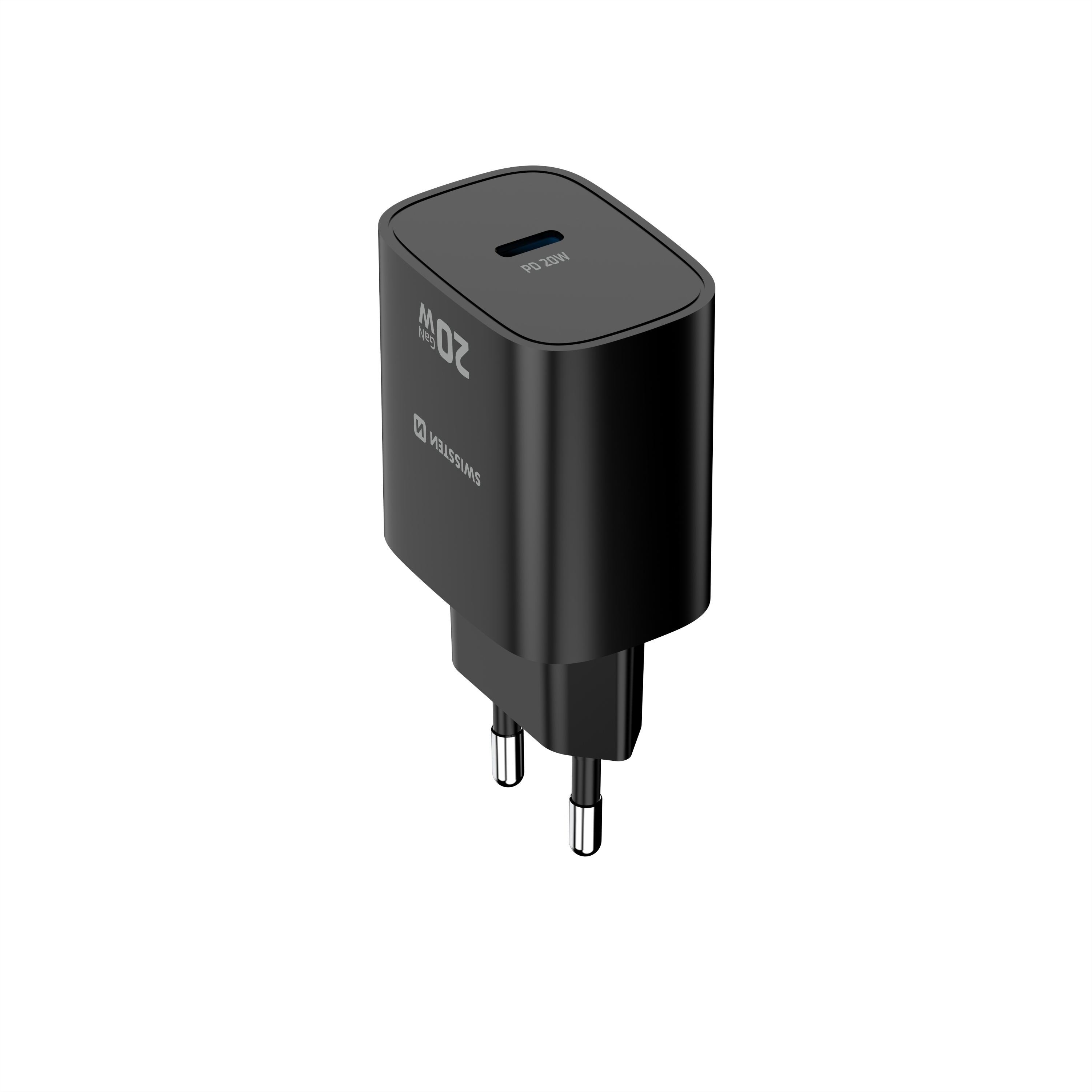 SWISSTEN GaN Síťová nabíječka 20W USB-C PD černy