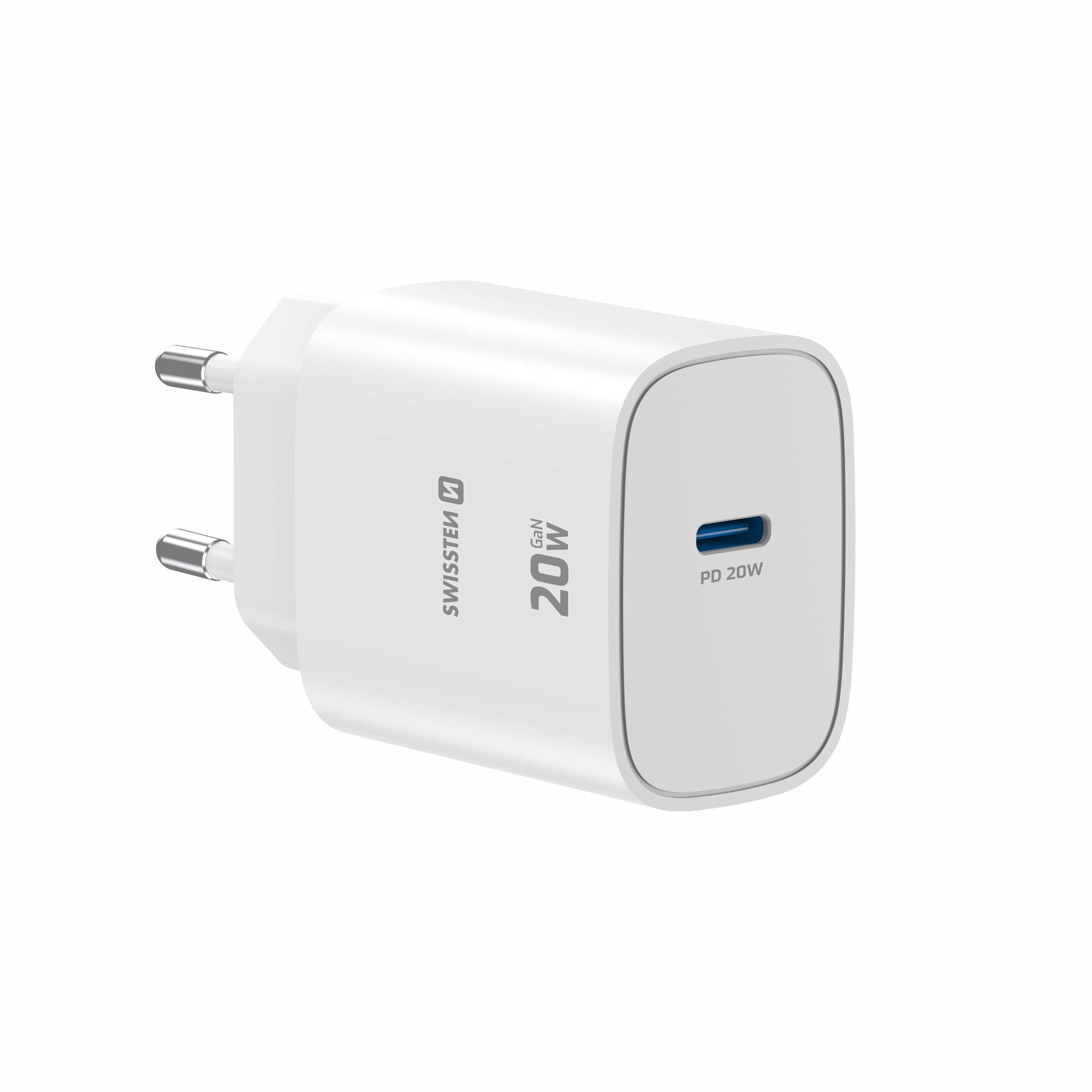 SWISSTEN GaN Síťová nabíječka 20W USB-C PD bílá