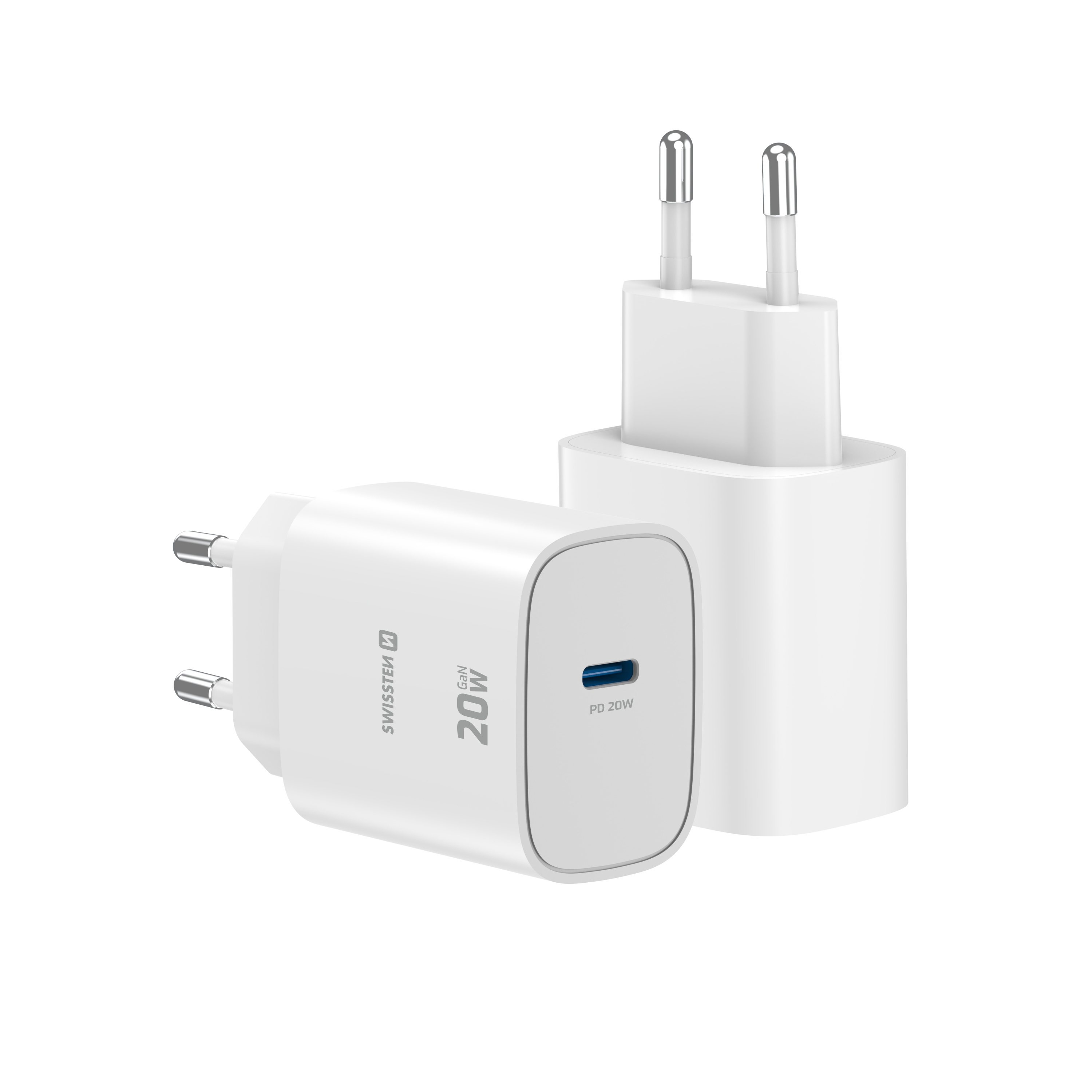 SWISSTEN GaN Síťová nabíječka 20W USB-C PD bílá