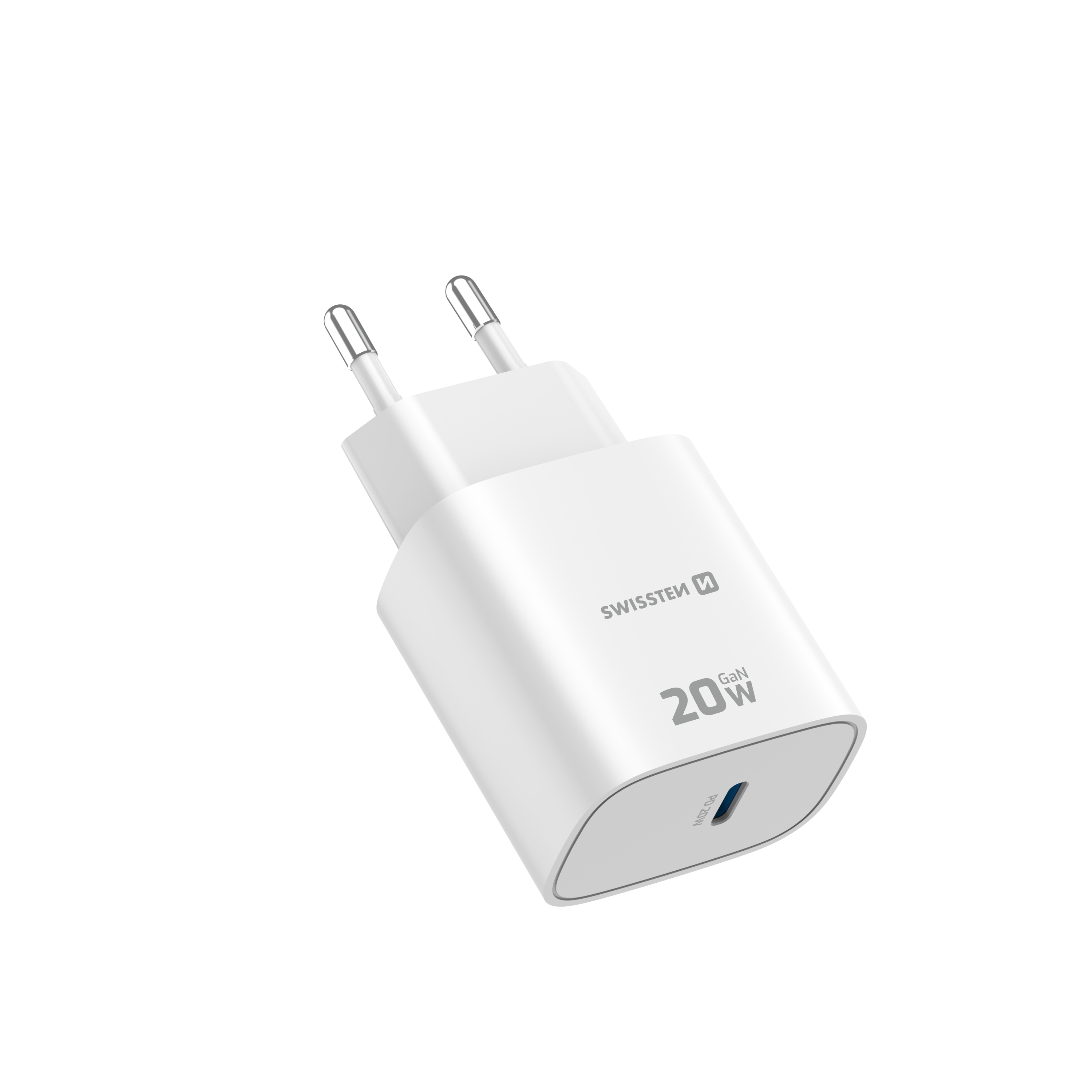 SWISSTEN GaN Síťová nabíječka 20W USB-C PD bílá
