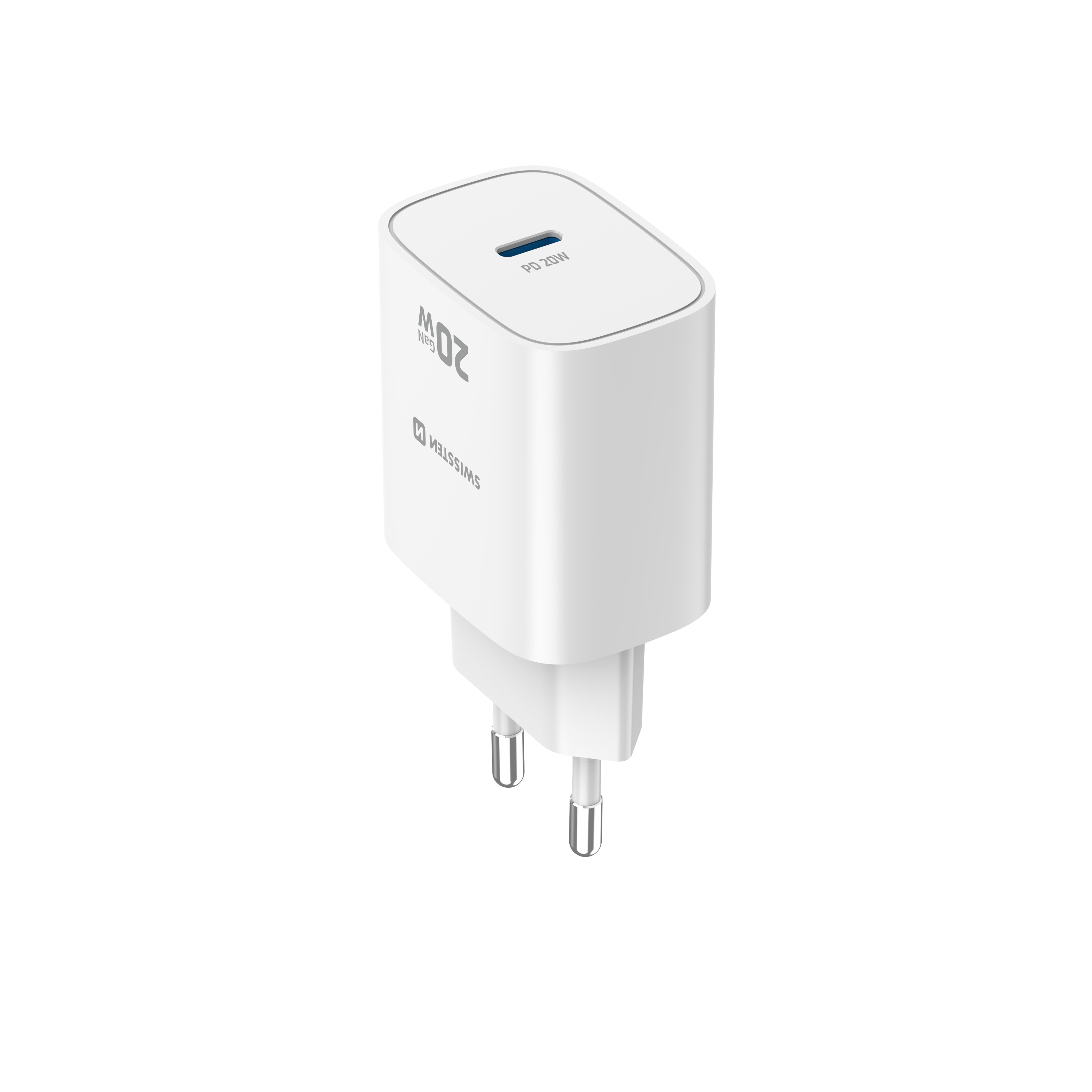 SWISSTEN GaN Síťová nabíječka 20W USB-C PD bílá