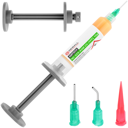 AMTECH NC-559-ASM-TPF-UV tavidlo – pájecí pasta flux 10 g sada s aplikátorem a jehlami