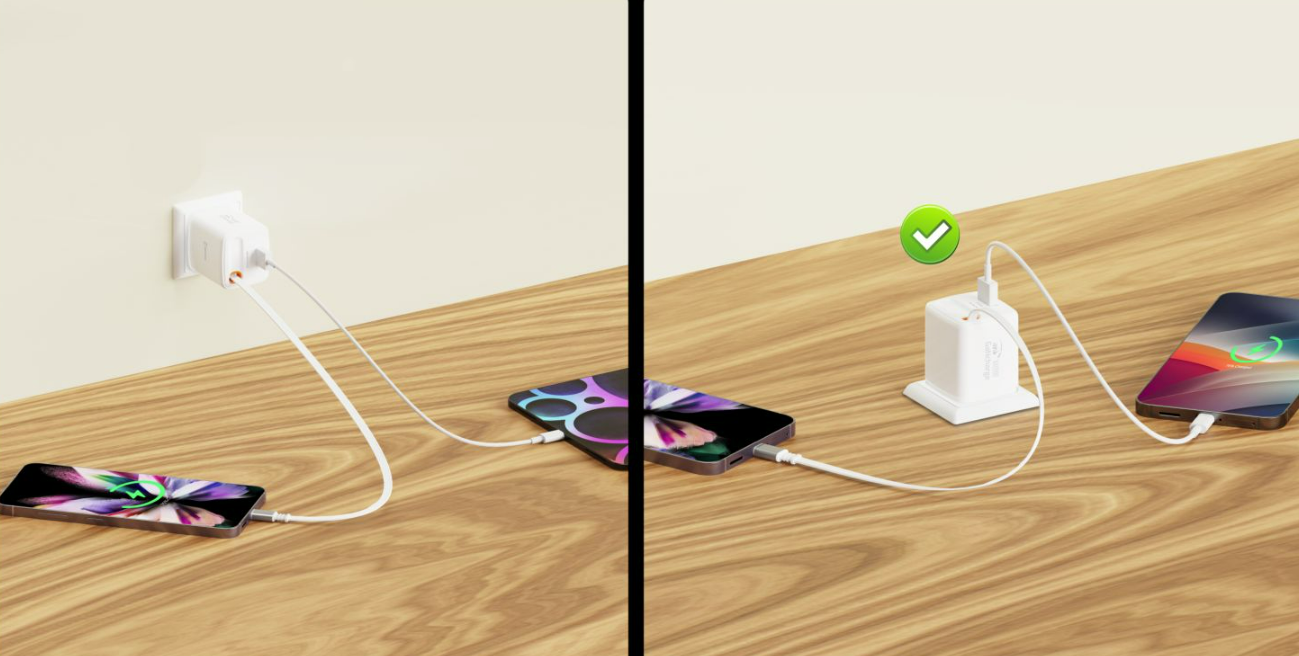 SWISSTEN Síťová nabíječka SlideCharge GaN 45W + USB-A 18W s výsuvným USB-C kabelem 0,75m bílá