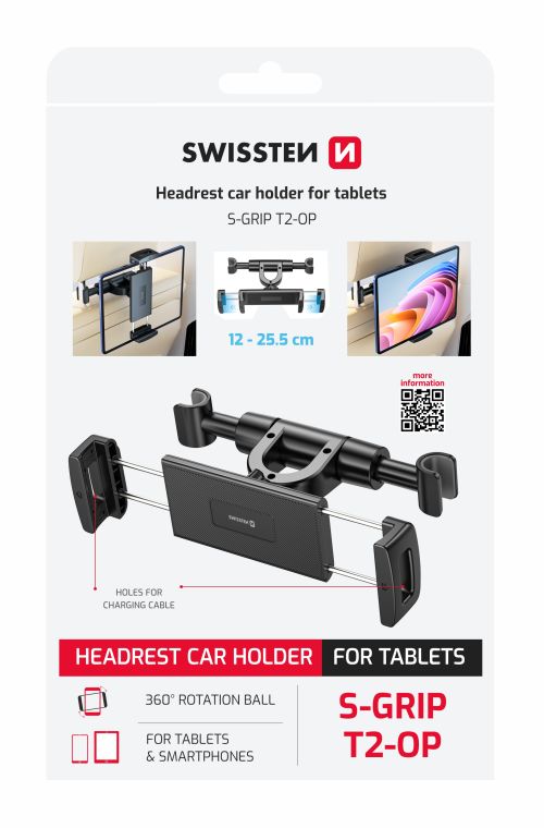 SWISSTEN Držák tabletu do auta S-Grip T2 na opěrku hlavy černý
