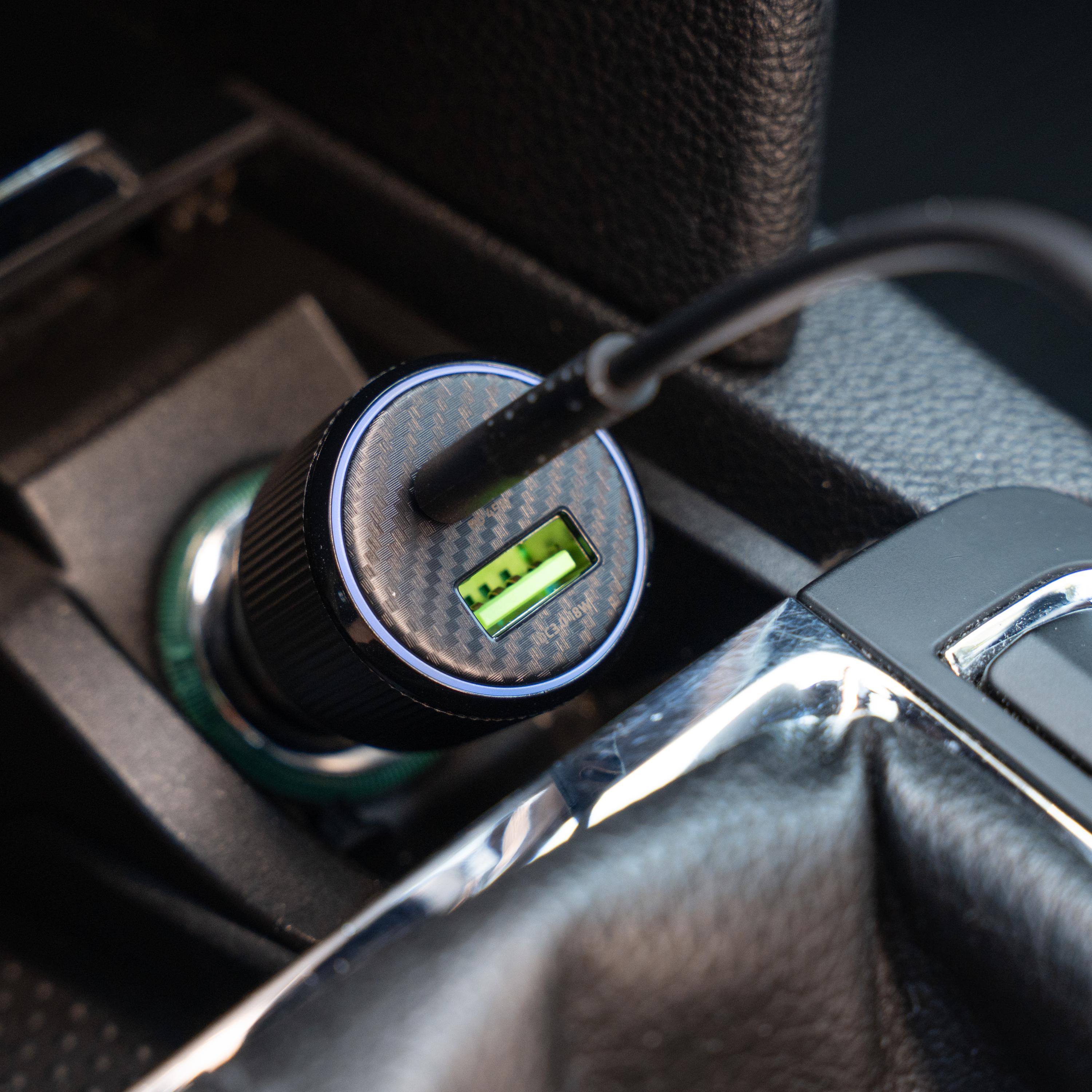 SWISSTEN Autonabíječka USB-C Power Delivery + USB-A Quick Charge 38W černá + USB-C kabel 1 m