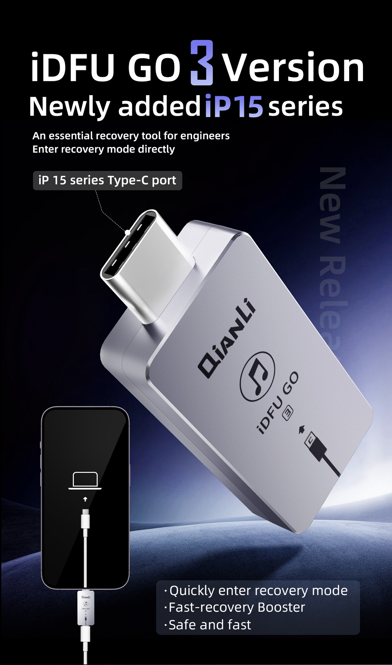 QianLi iDFU GO 3 – adaptér pro přepnutí iPhonu do režimu Recovery Mode USB-C