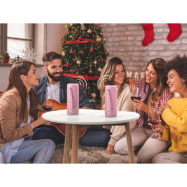 Miatone BOOMBOX PRO – voděodolný Bluetooth reproduktor IPX7 30 W s RGB podsvícením růžový