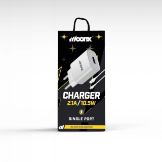 MOONX síťová nabíječka MC01 2.1A 10.5W 1xUSB + kabel Micro bílý