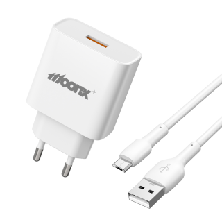 MOONX síťoví nabíječka MC05 22,5 W 1x USB QC3.0 + Micro kabel bílá