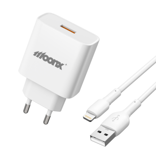 MOONX síťová nabíječka MC05 22,5 W 1x USB QC3.0 + Lightning kabel bílá