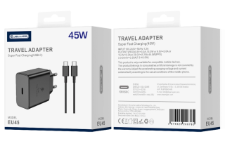 Jellico síťová nabíječka EU45 GaN PD 45W 1xUSB-C + kabel USB-C / USB-C černá