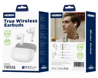 Jellico bezdrátové sluchátka Bluetooth TWS36 bílé