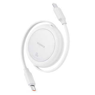 Baseus Free2Pull zatahovací kabel USB-C – USB-C 1 m bílý