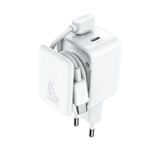 Joyroom JR-TCL05 GaN síťová nabíječka 45 W 2x USB-C s integrovaným organizérem na kabel