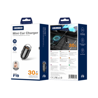 JELLICO Autonabíječka F19 PD 30W 1x USB-C + 1x USB QC3.0 černá