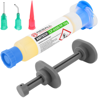 AMTECH LF-4300-TF tavidlo – pájecí pasta flux SMD / BGA 10 g sada s jehlami a aplikátorem