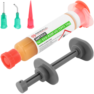 AMTECH NC-559-ASM-TPF-UV tavidlo – pájecí pasta flux 10 g sada s aplikátorem a jehlami