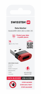 SWISSTEN DataGuard nabíjecí adaptér s blokací dat USB-A - USB-C černý