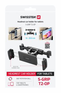 SWISSTEN Držák tabletu do auta S-Grip T2 na opěrku hlavy černý