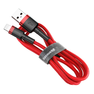 Kabel USB Baseus odolný nylonový kabel iPhone QC3.0 1.5A 2m červený CALKLF-C09