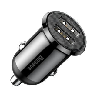 Adaptér do auta Baseus Grain Pro autonabíječka 2x USB 4,8 A černá CCALLP-01