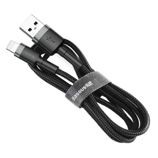 Baseus Cafule odolný nylonový USB kabel - Lightning QC3.0 2,4A 0,5M černošedý CALKLF-AG1