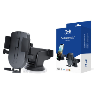 3MK Twist Automatický držák do auta Drive & Charge™ na čelní sklo i palubní desku - snadná montáž a demontáž držáku bez ztráty jeho adhezivních vlastností