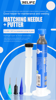 Relife RL-404S 10CC Nízkoteplotní pájecí pasta / cín 138℃ s příslušenstvím