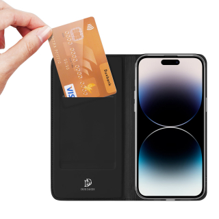 Obal iPhone 15 Pro Max černé Dux Ducis Skin Pro flipové a peněženkové pouzdro - flip- kniha