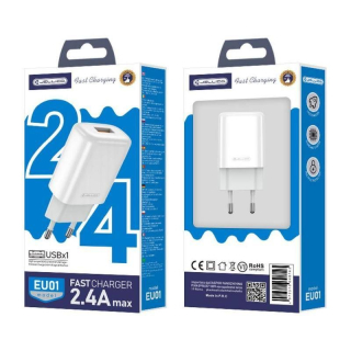 Jellico síťová nabíječka EU01 2.4A USB bílá
