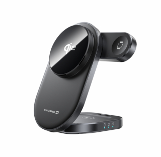 Swissten bezdrátová nabíječka 3 v1 Qi2 iPhone - Apple Watch - AirPods MagSafe černá