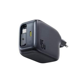 Baseus EnerCore CJ11 síťová nabíječka USB-C + navíjecí kabel USB-C 45W černa